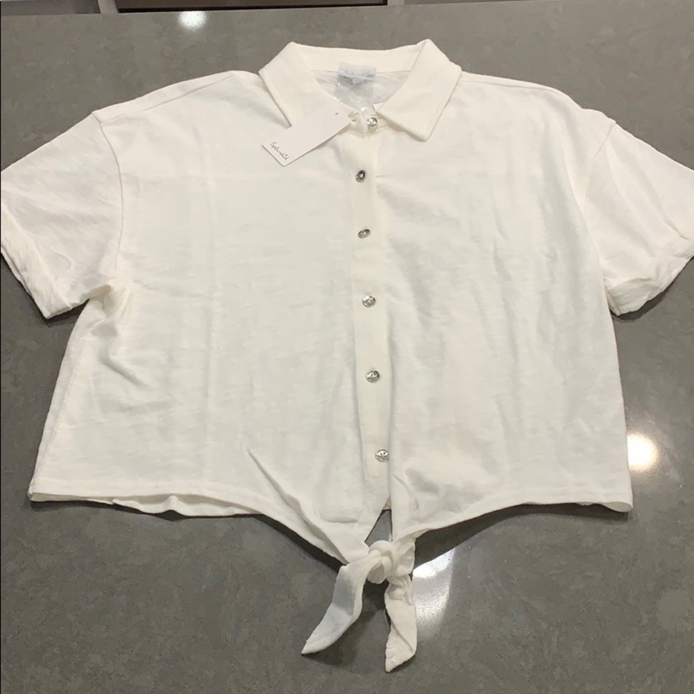 Splendid Collared Short Sleeve Button-Down Top NWT